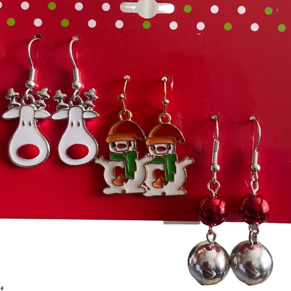 3 pair of Christmas earrings